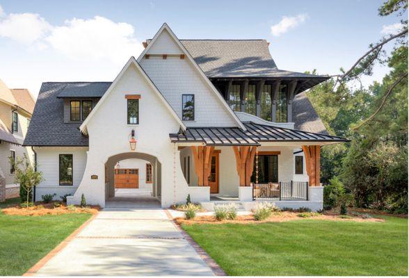 Cedar Shake, Timber Frame, Black Windows, Farmhouse Style, French Country Style, Metal Roof, Shingled Roof