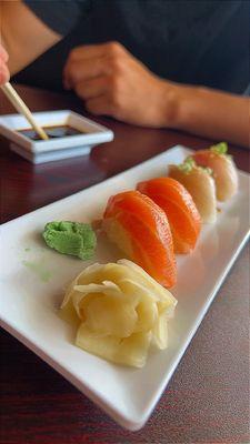 Yellowtail and Salmon Nigiri