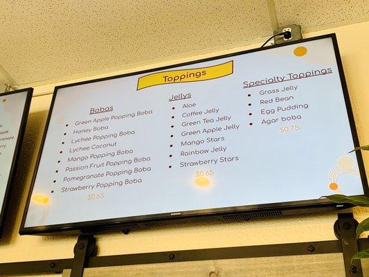 Menu as of July 2022