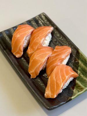 Bought sushi grade salmon and made nigiri at home