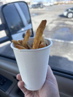 Beer battered fries.