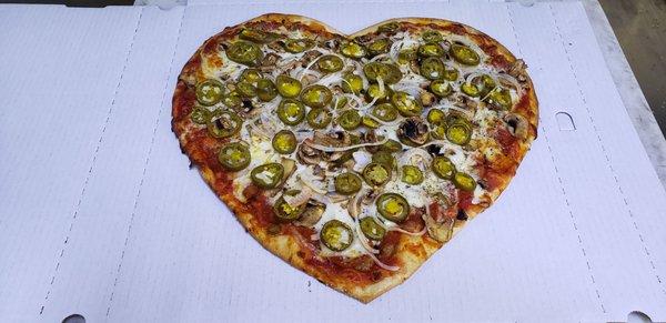 Heart shaped pizza