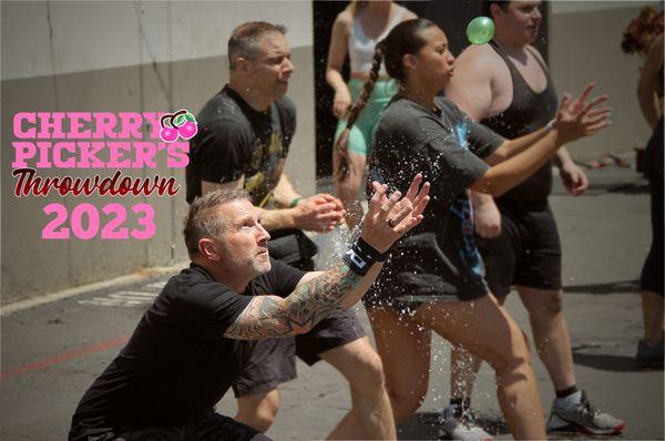 Water balloon toss - One of many events at our in house competition - Cherry Picker's Throwdown