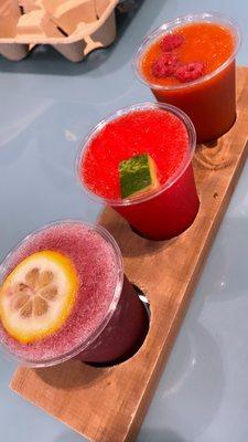 flight - blueberry lemonade, melon ball and mango razz