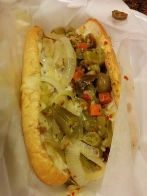 Italian Beef with Onions, Hot Giardiniera, and Mozzarella