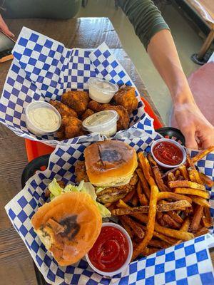 Fried chicken sliders and fried cauliflower