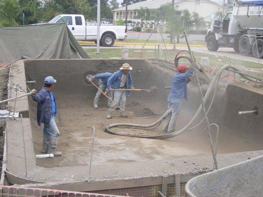 Eckel Pool Concepts Gunite Crew Hard at Work.