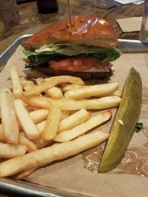 Half of an Old Fashioned Burger and Fries