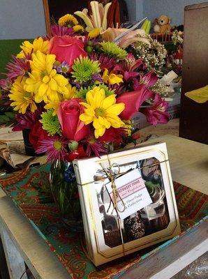 Small mixed arrangements for delivery start at  $40, add locally made chocolates for $14.99!