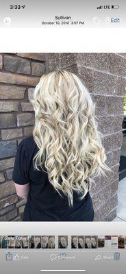 A blonde bayalage with three rows of mbr extensions