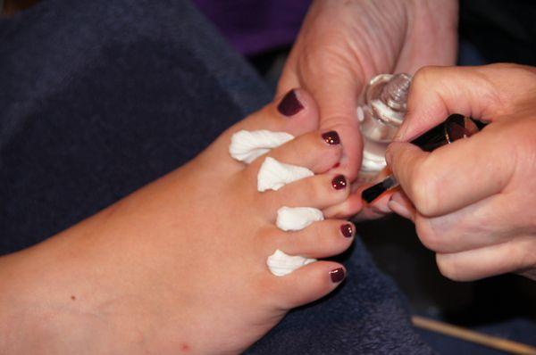 Matron of Honor getting her toes done for my wedding.