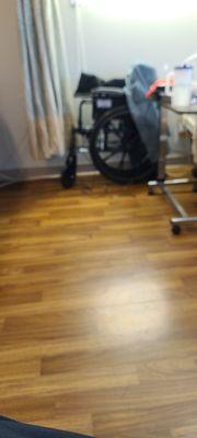 Inside a room. Flooring was nice. Wheelchair and walker was provided in Skilled Nursing which was nice.