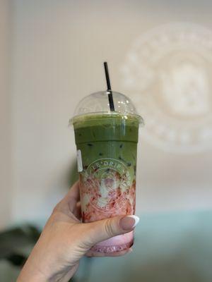 Strawberry matcha latte