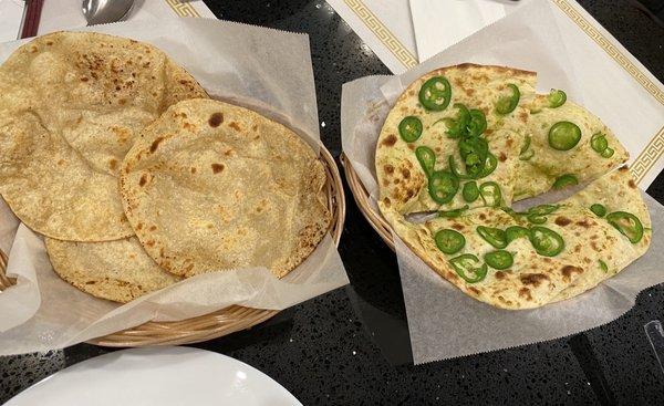 Chapathi and Extra Spicy Bullet Naan