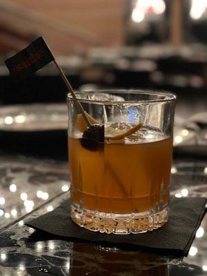 Old fashioned with Johnie walker black and ginger syrup