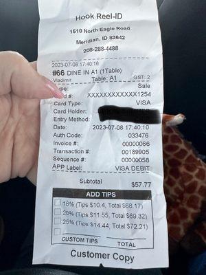 Receipt to show that I was there.