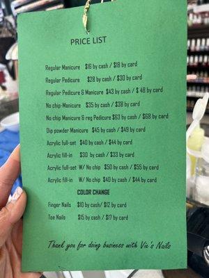 Price List