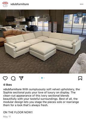 This is the white sectional we liked in the showroom and what we expected.