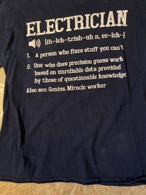 Shirt given by my Ex Employer  describing my specialty