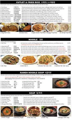 Korean Kitchen Menu Nov 2020