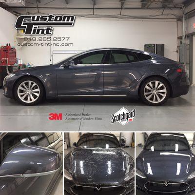 Tesla Model S with 3M Crystalline Window Film and 3M Pro Series Paint Protection Film on the entire front end.