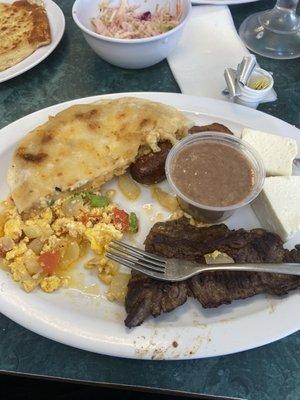 Desayuno and a half pupusa revuelta