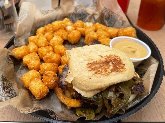 Chipotle Smash Burger with Tater Tots