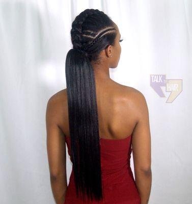 Low braided ponytail