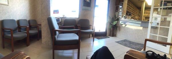 Waiting area with rude receptionist