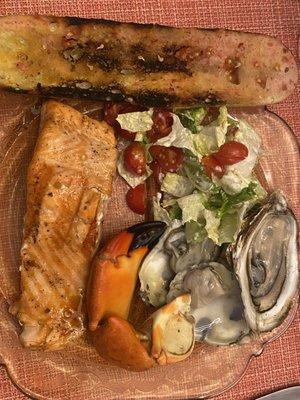 Bbq Steelhead Trout, Stone Crab Claws, PEI oyster, Caesar salad