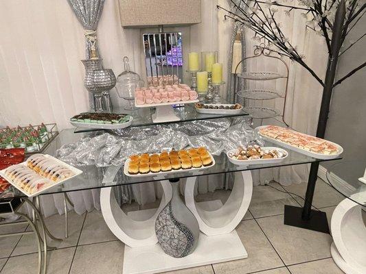 Candy table with lots of yummy treats !