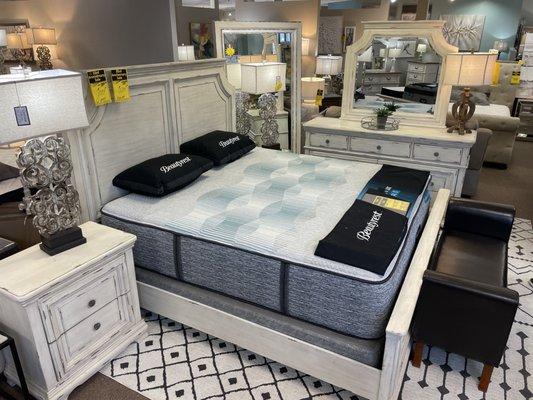 Solid wood bedroom group and BeautyRest mattress