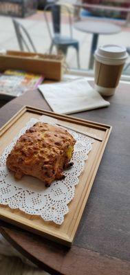 Bacon, egg, and cheese biscuit, with an awesome hot chocolate.