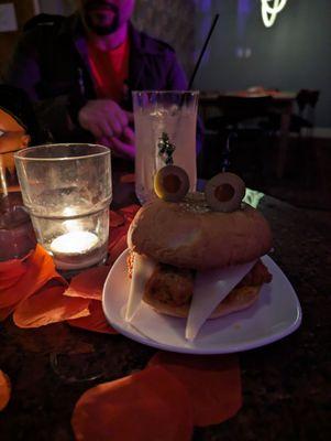 Cute little monster meatball slider for Halloween