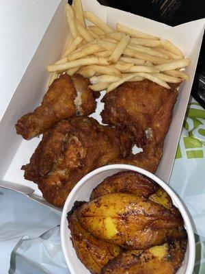 4 piece meal with plantains and fries