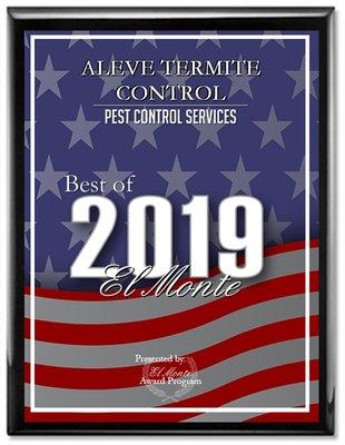 ALEVE TERMITE CONTROL Receives 2019 Best of El Monte Award!