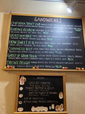 Sandwich menu