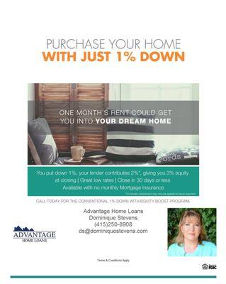 1% Down - Great Home Buyers programs