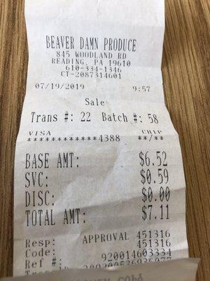 BEAVER DAM PRODUCE IS CHARGING A FEE TO USE A DEBIT OR CREDIT CARD AND HAS A TINY AND VAGUE SIGN STATING PURE CONFUSION!!!