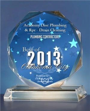 Press Release

    Academy Disc Plumbing & Rpr Receives for two years running 2012 & 2013 Best of Oklahoma City Award