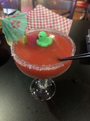 A strawberry frozen margarita