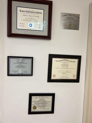 Dr. Connolly's degrees and diplomas