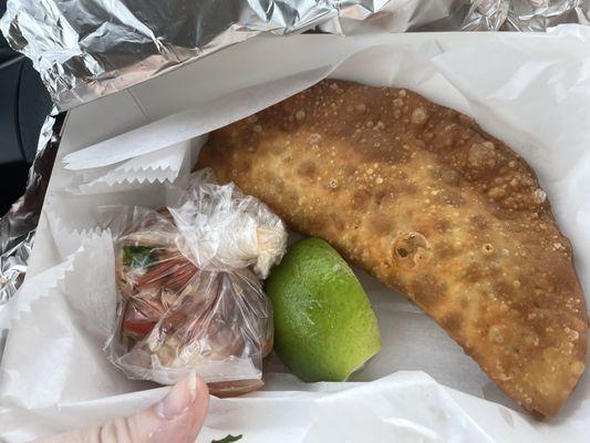 Beef empanada with pico de gallo