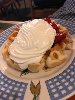 Belgium waffle with strawberries