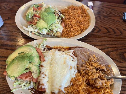 Beef flautas and enchiladas