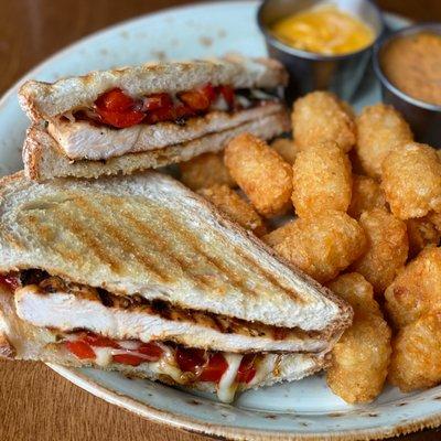 Chipotle Chicken Sandwich with Tater Tots