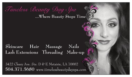 Timeless Beauty Day Spa
...Where Beauty Stops Time
Skincare, Hair, Massage, Nails, Lash Extensions, Threading, Make-up