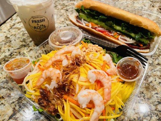 Mango and Shrimp Salad, Vietnamese Pork Sandwich & Vietnamese Iced Coffee