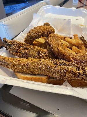 Burnt fish and fries, $30+ wasted