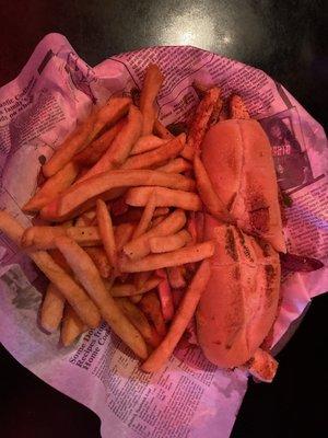 Cold, stale, virtually meatless Cajun Philly with soggy fries